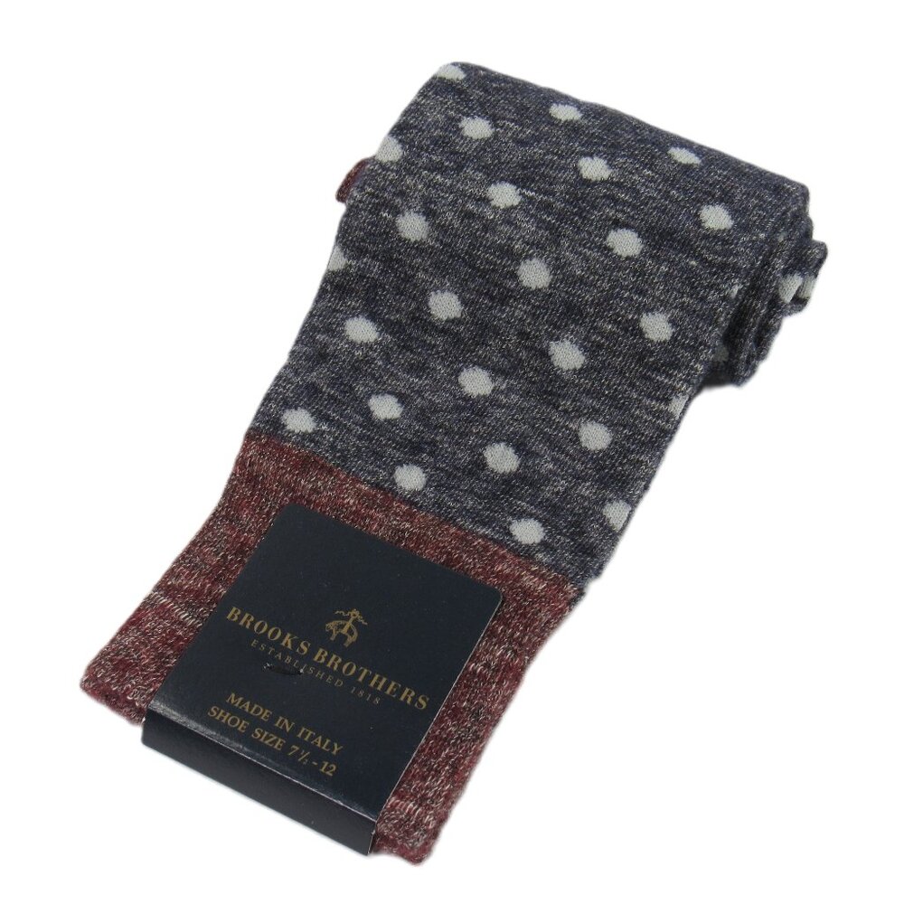 Brooks Brothers Men's Polka Dot Dress Socks Wool Blend Charcoal Made in Italy